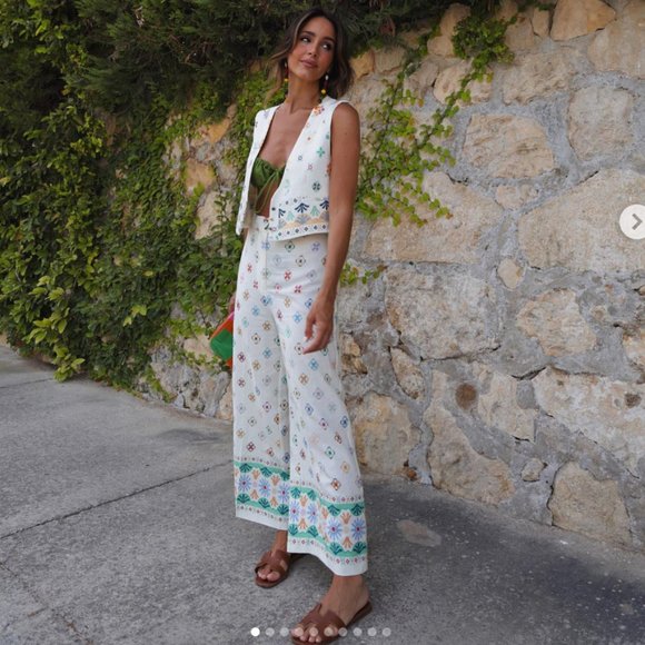 ZARA Linen printed vest White multicolor XS S XL - Picture 12 of 12